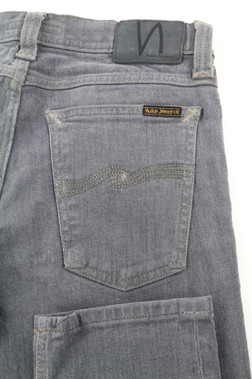 NUDIE JEANS vyriški aptempti ilgi džinsai W29/L32 tamsiai pilki, ploni, ekologiški 