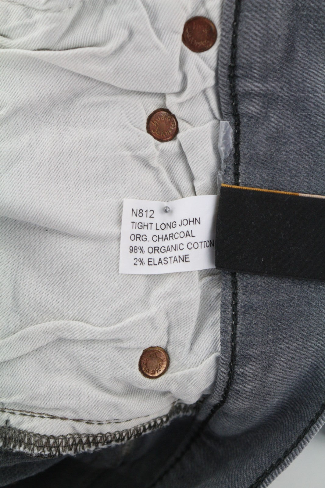 NUDIE JEANS vyriški aptempti ilgi džinsai W29/L32 tamsiai pilki, ploni, ekologiški 