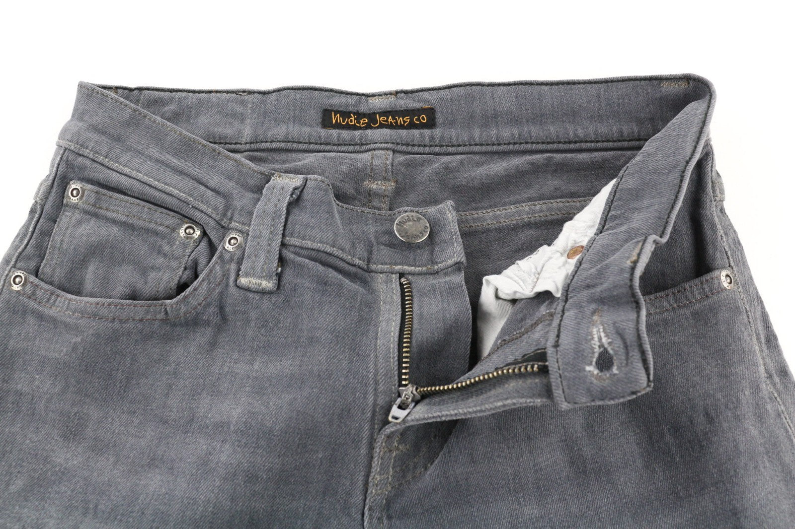 NUDIE JEANS Tight Long John Women's Jeans W26/L34 Charcoal Wash Slim Organic