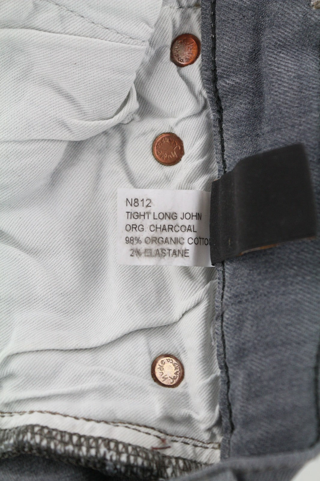 NUDIE JEANS Tight Long John Women's Jeans W26/L34 Charcoal Wash Slim Organic