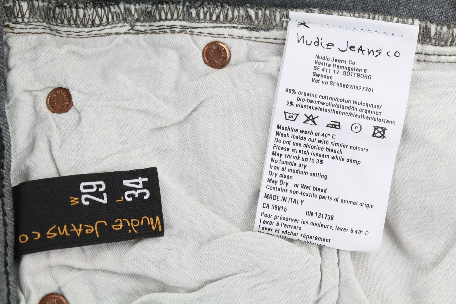 NUDIE JEANS vyriški aptempti ilgi džinsai W29/L34 tamsiai pilki, ploni, skalbti 