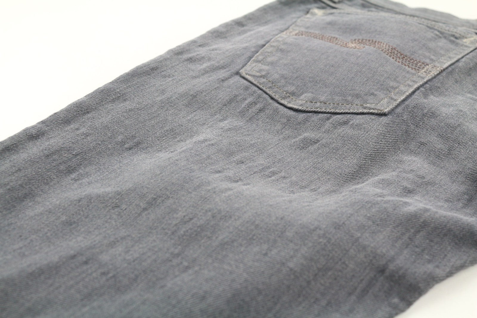 NUDIE JEANS vyriški aptempti ilgi džinsai W28/L32 tamsiai pilki, ploni su logotipu ir skalbtais logotipais 