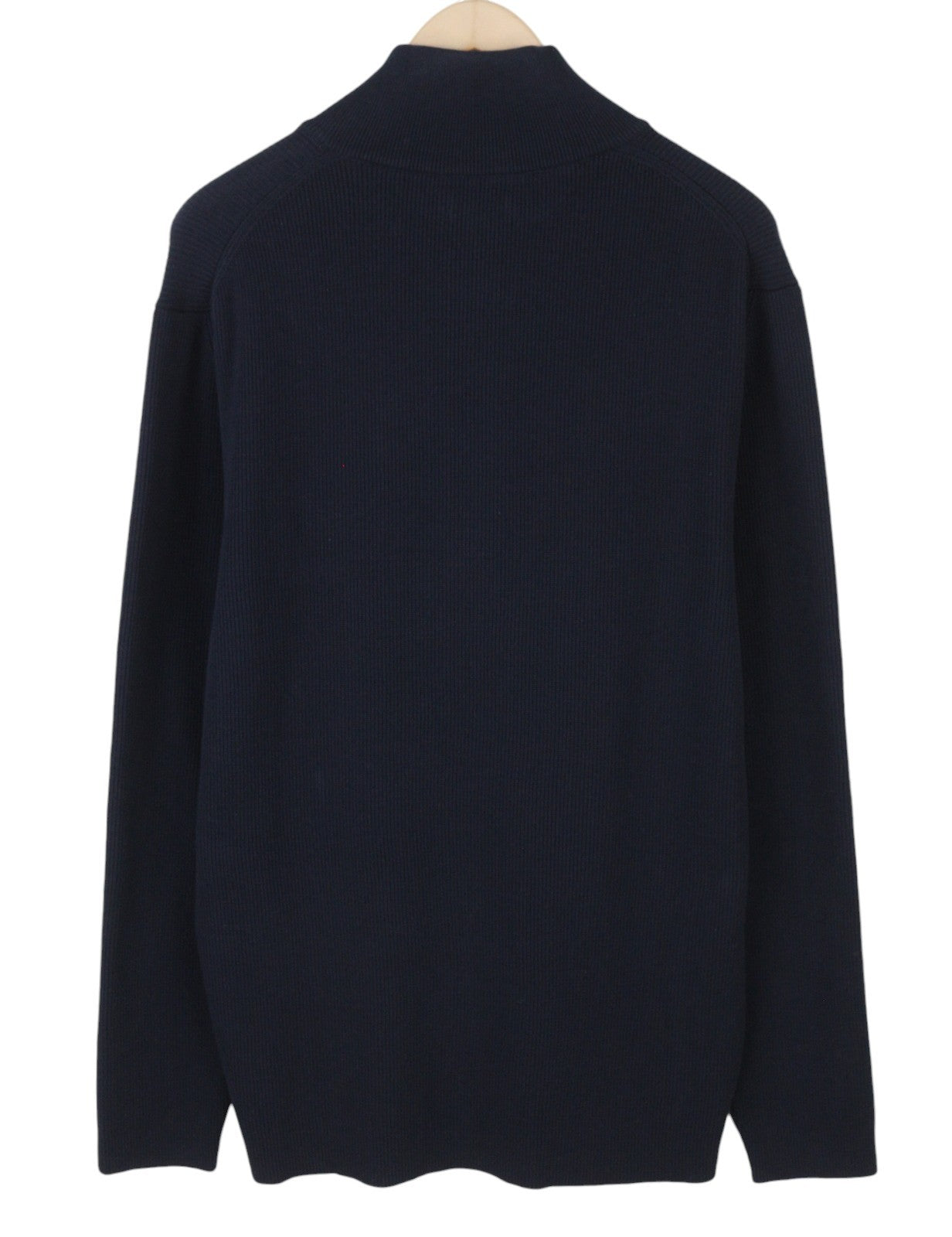 GANT Men Jumper 2XL Dark Blue Cotton Tight-Knit Half Zip Neck Logo Pullover