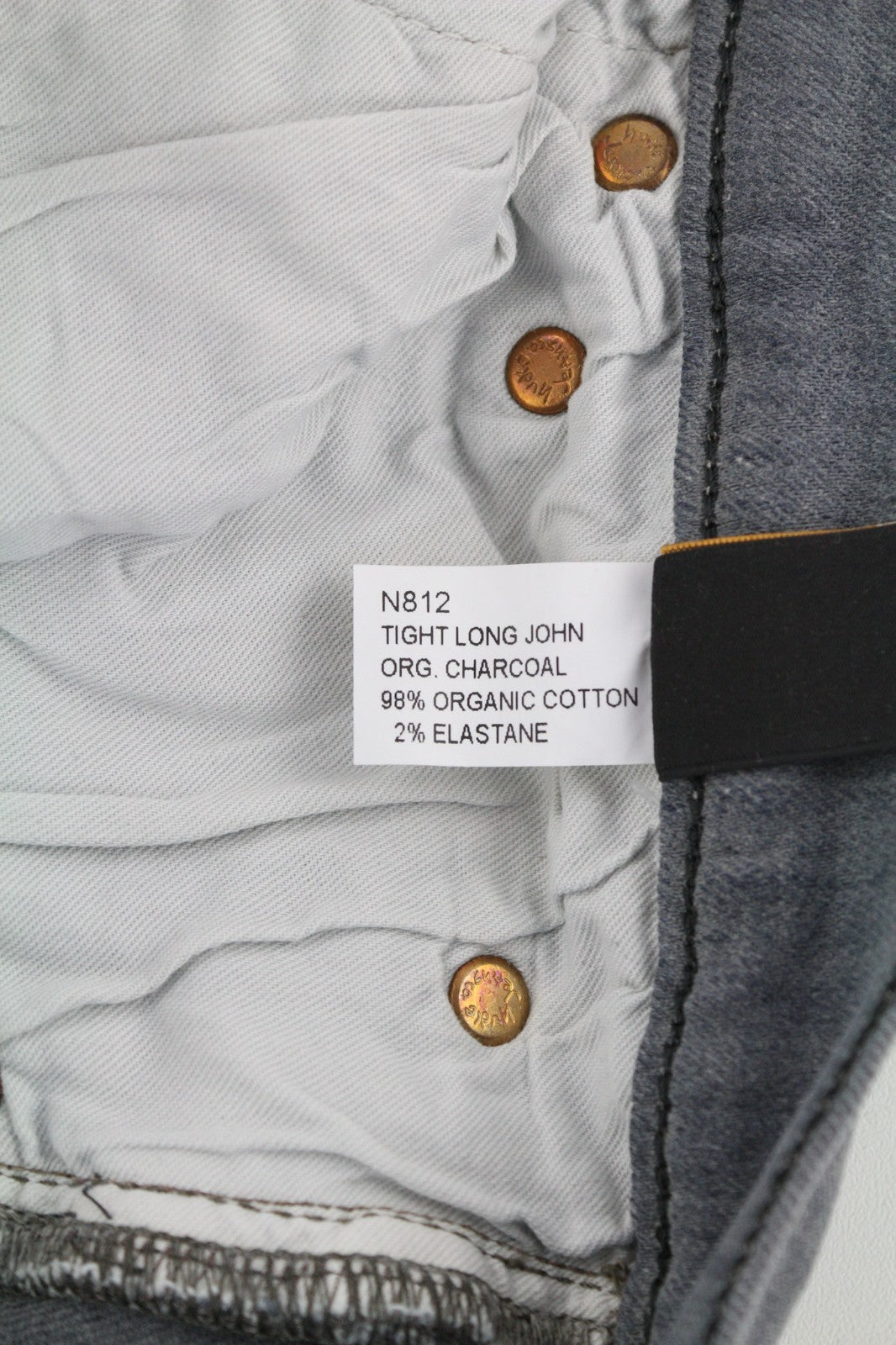 NUDIE JEANS vyriški aptempti ilgi džinsai W31/L34 tamsiai pilki, ploni, ekologiški 