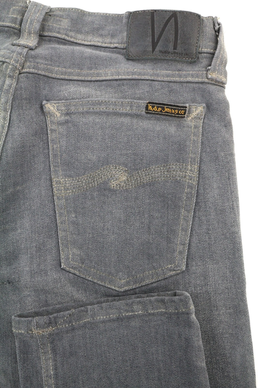 NUDIE JEANS vyriški aptempti ilgi džinsai W29/L32 tamsiai pilki, ploni, ekologiški 