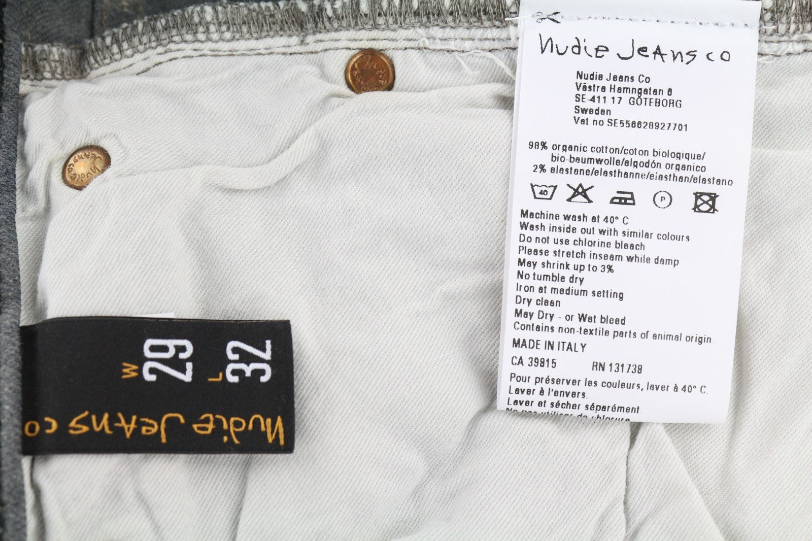 NUDIE JEANS vyriški aptempti ilgi džinsai W29/L32 tamsiai pilki, ploni, ekologiški 