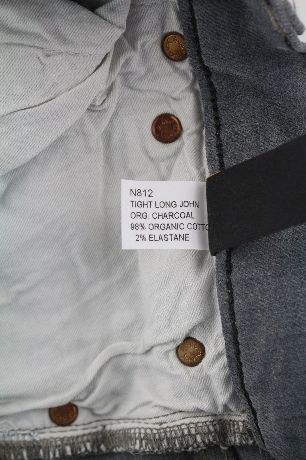 NUDIE JEANS vyriški aptempti ilgi džinsai W29/L32 tamsiai pilki, ploni, ekologiški 
