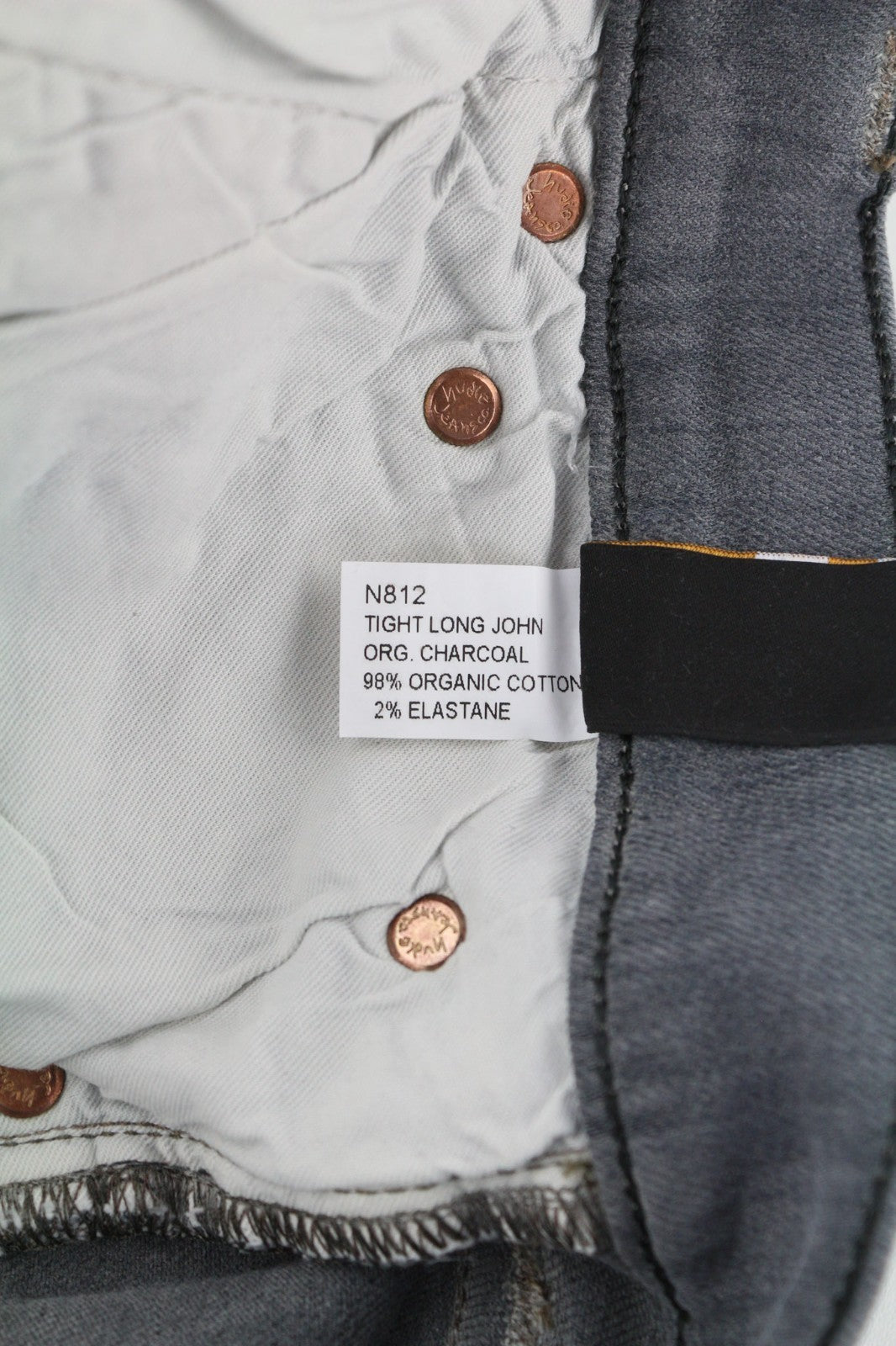 NUDIE JEANS vyriški aptempti ilgi džinsai W31/L34 tamsiai pilki, ploni, ekologiški 