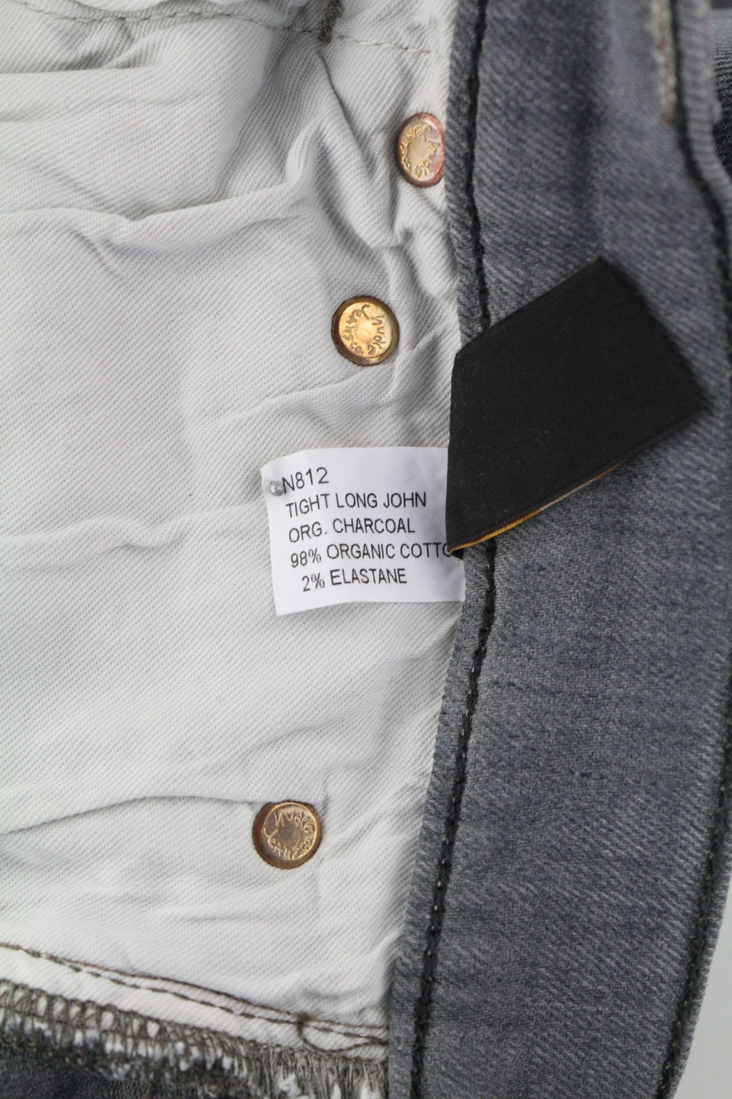 NUDIE JEANS vyriški aptempti ilgi džinsai W29/L32 tamsiai pilki, ploni su logotipu, ekologiški 