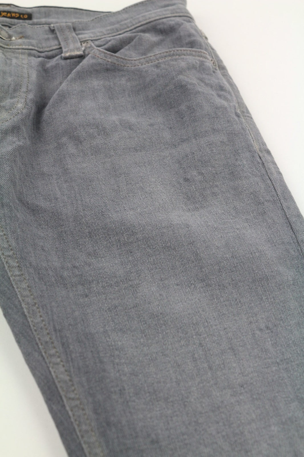 NUDIE JEANS vyriški aptempti ilgi džinsai W30/L32 tamsiai pilki, ploni, ekologiški 