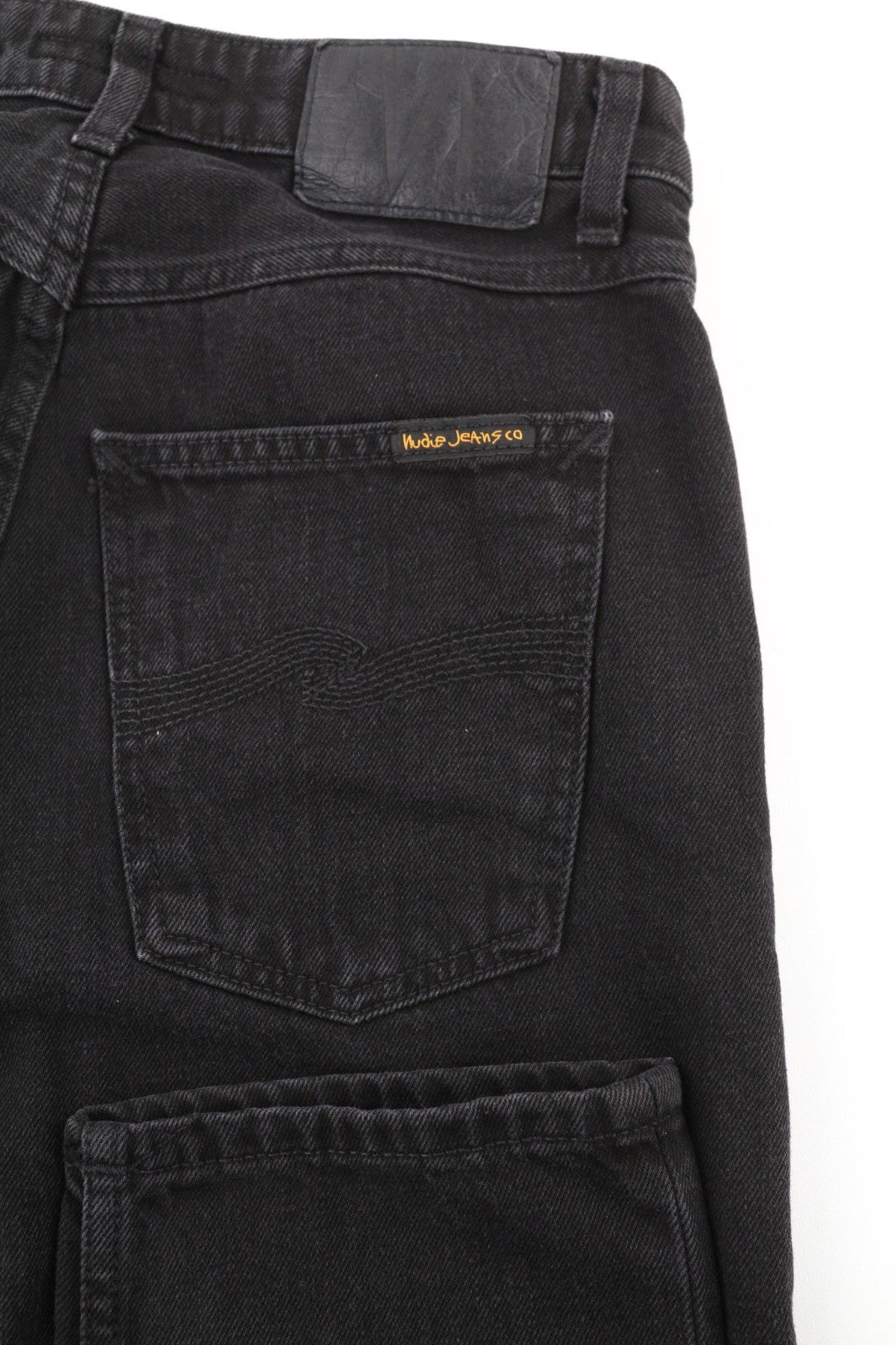 NUDIE JEANS Breezy Britt Women's Jeans W26/L26 Black Washed Zip Logo Denim