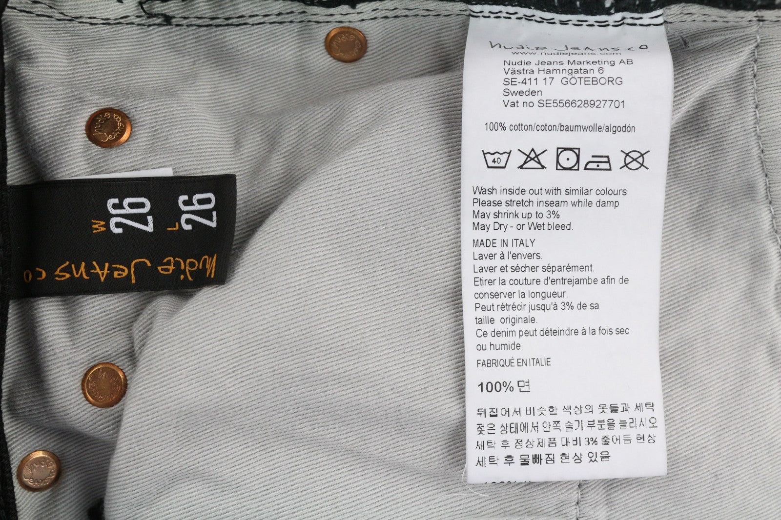 NUDIE JEANS Breezy Britt Women's Jeans W26/L26 Black Washed Zip Logo Denim