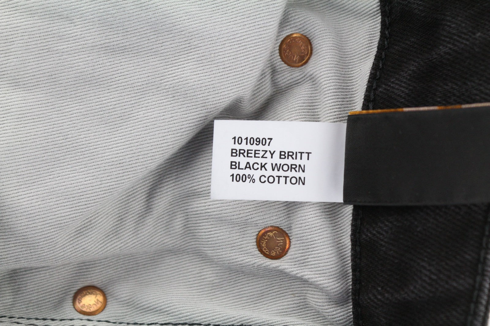 NUDIE JEANS Breezy Britt Women's Jeans W26/L26 Black Washed Zip Logo Denim