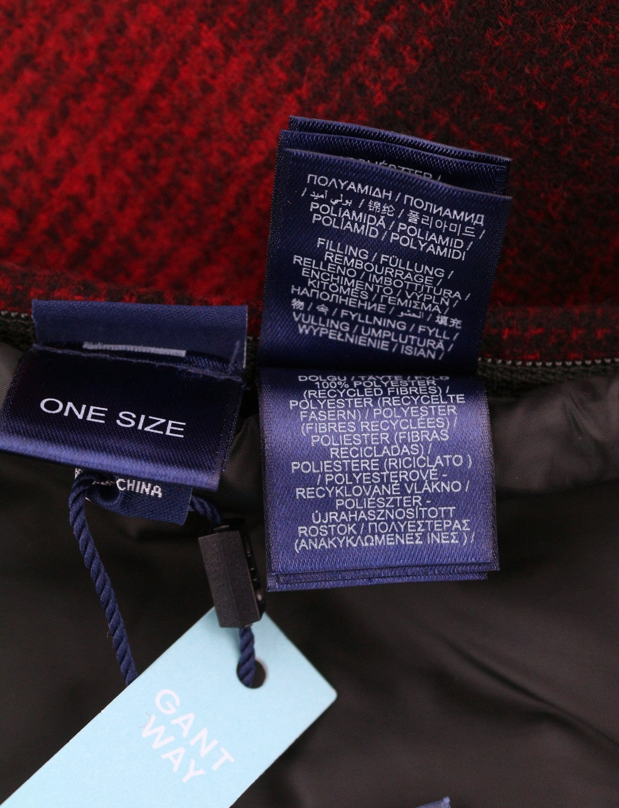 GANT paminkštintas languotas moteriškas šalikas OS jojimo stiliaus raudonas flanelinis vilnos mišinio gaminys RRP100 