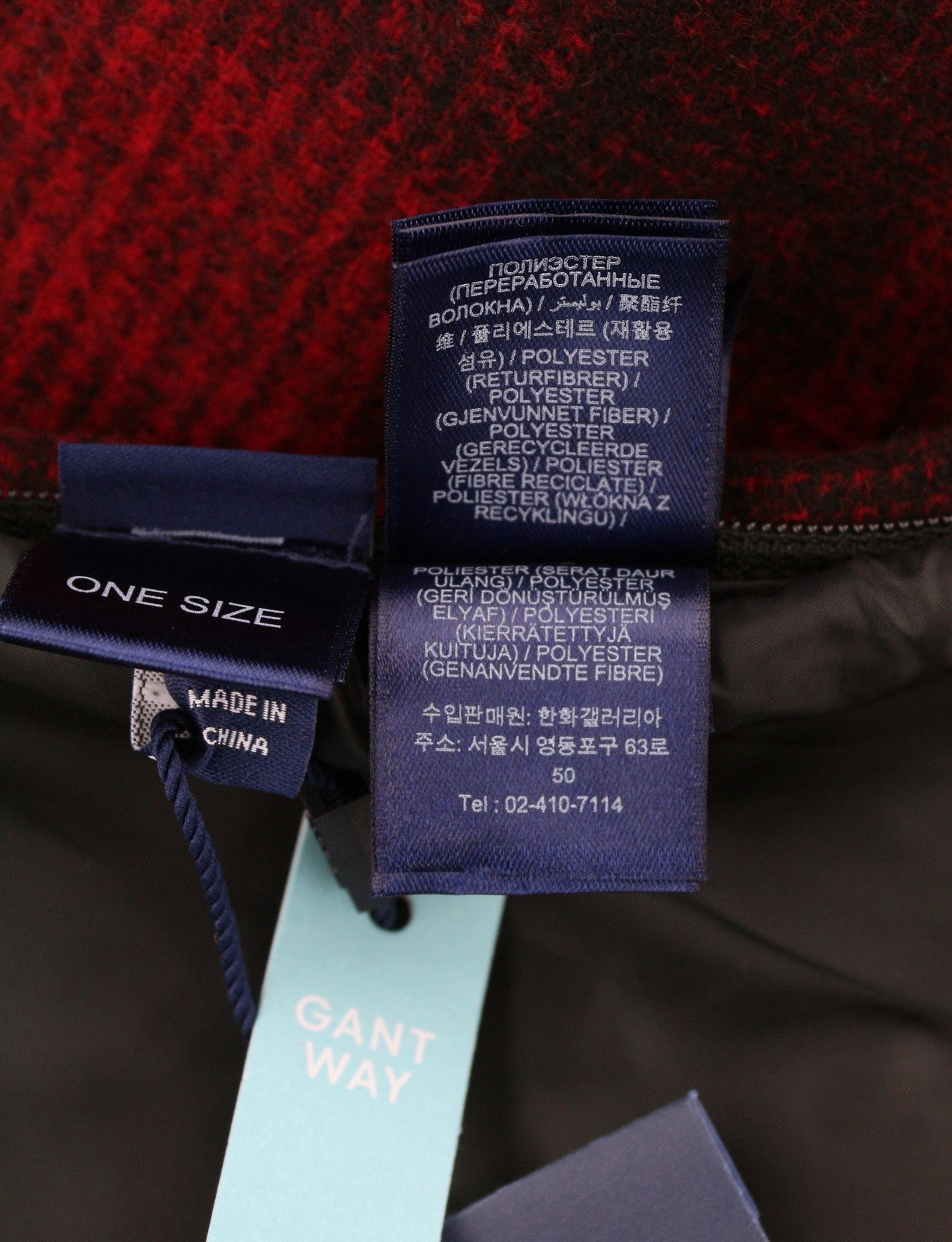 GANT paminkštintas languotas moteriškas šalikas OS jojimo stiliaus raudonas flanelinis vilnos mišinio gaminys RRP100 