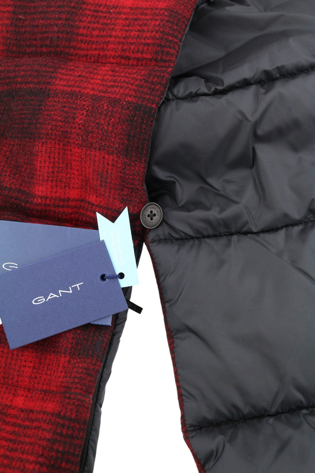 GANT paminkštintas languotas moteriškas šalikas OS jojimo stiliaus raudonas flanelinis vilnos mišinio gaminys RRP100 