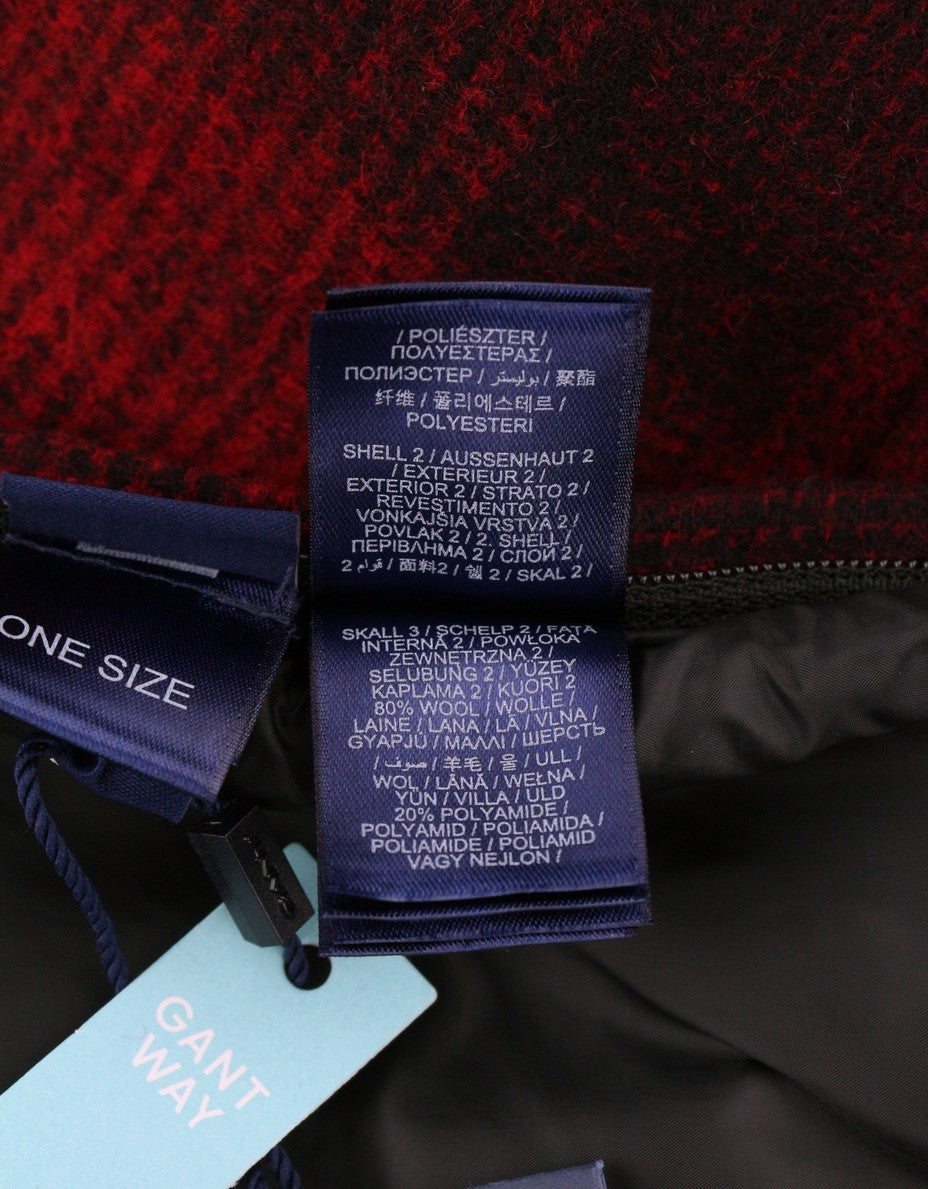 GANT paminkštintas languotas moteriškas šalikas OS jojimo stiliaus raudonas flanelinis vilnos mišinio gaminys RRP100 