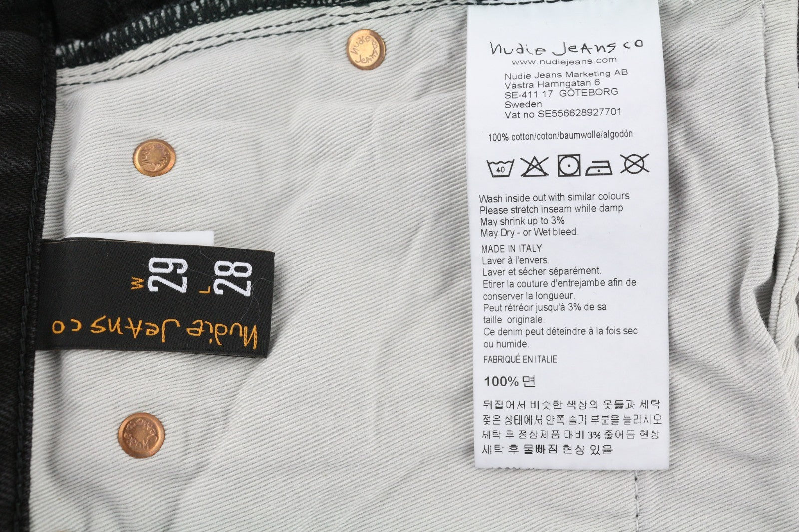 NUDIE JEANS Breezy Britt Women's Jeans W29/L28 Black Washed Zip Logo Denim