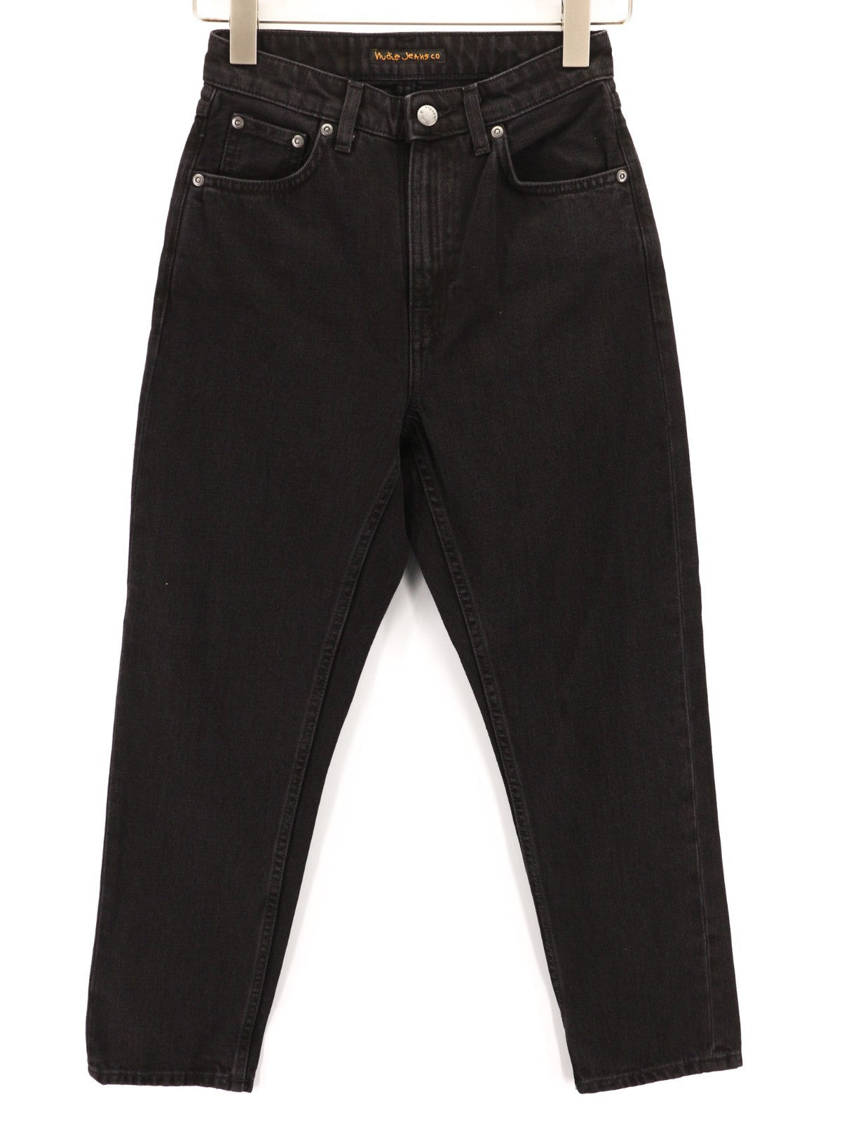 NUDIE JEANS Breezy Britt Women's Jeans W25/L26 Black Zip Logo Worn Denim