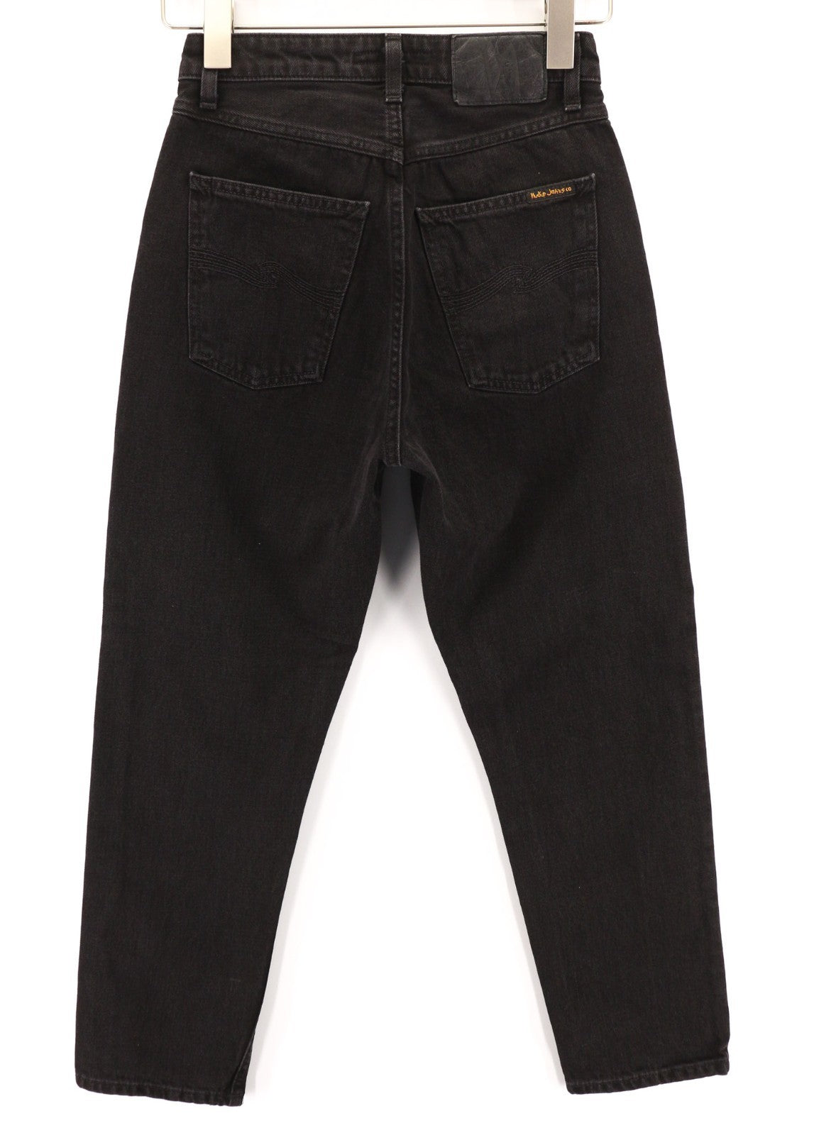 NUDIE JEANS Breezy Britt Women's Jeans W25/L26 Black Zip Logo Worn Denim