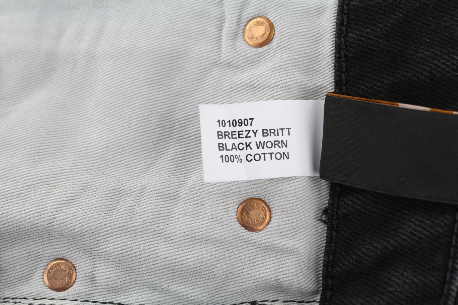 NUDIE JEANS Breezy Britt Women's Jeans W25/L26 Black Zip Logo Worn Denim