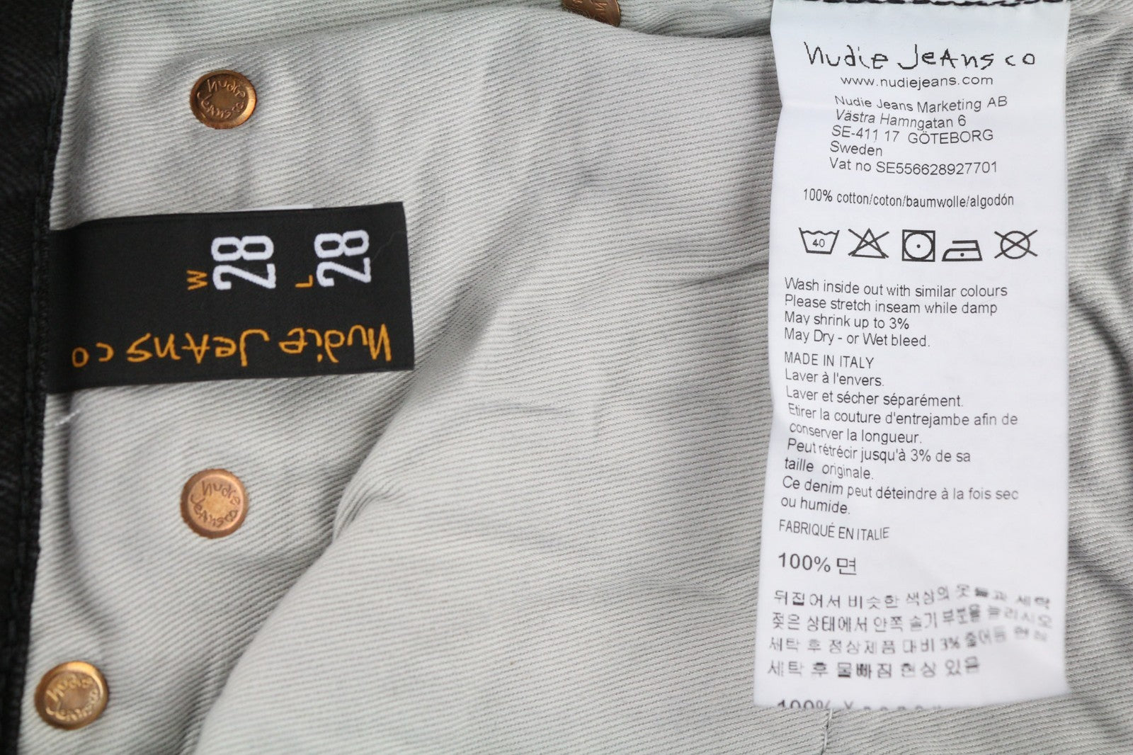 NUDIE JEANS Breezy Britt Women's Jeans W28/L28 Black Zip Fly Logo Cotton Denim