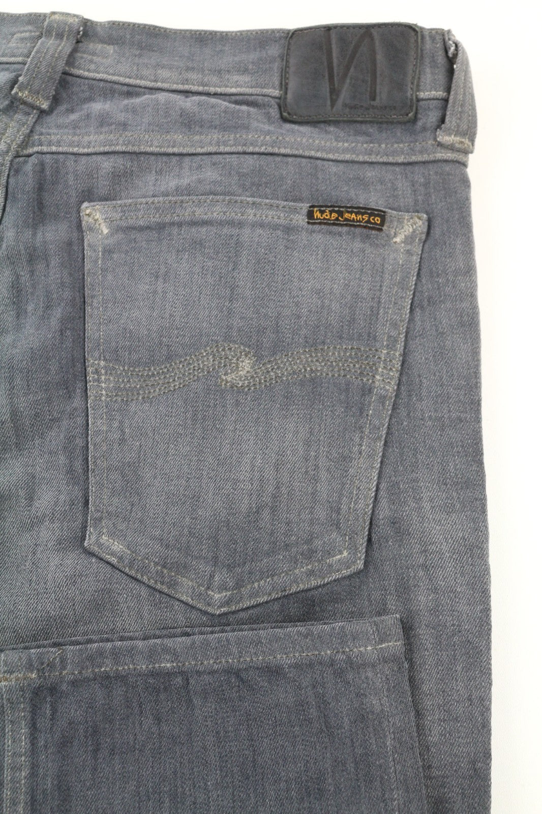 NUDIE JEANS vyriški aptempti ilgi džinsai W34/L34 tamsiai pilki, ploni 