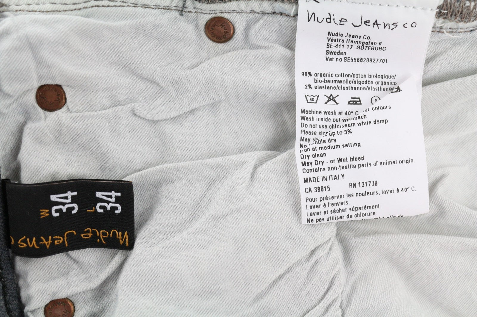 NUDIE JEANS vyriški aptempti ilgi džinsai W34/L34 tamsiai pilki, ploni 