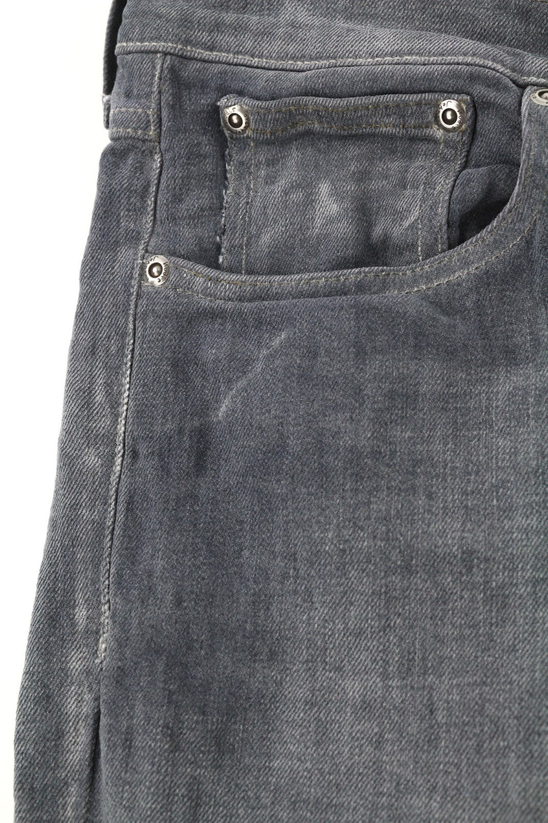 NUDIE JEANS vyriški aptempti ilgi džinsai W34/L34 tamsiai pilki, ploni su logotipu ir skalbinių spalva 