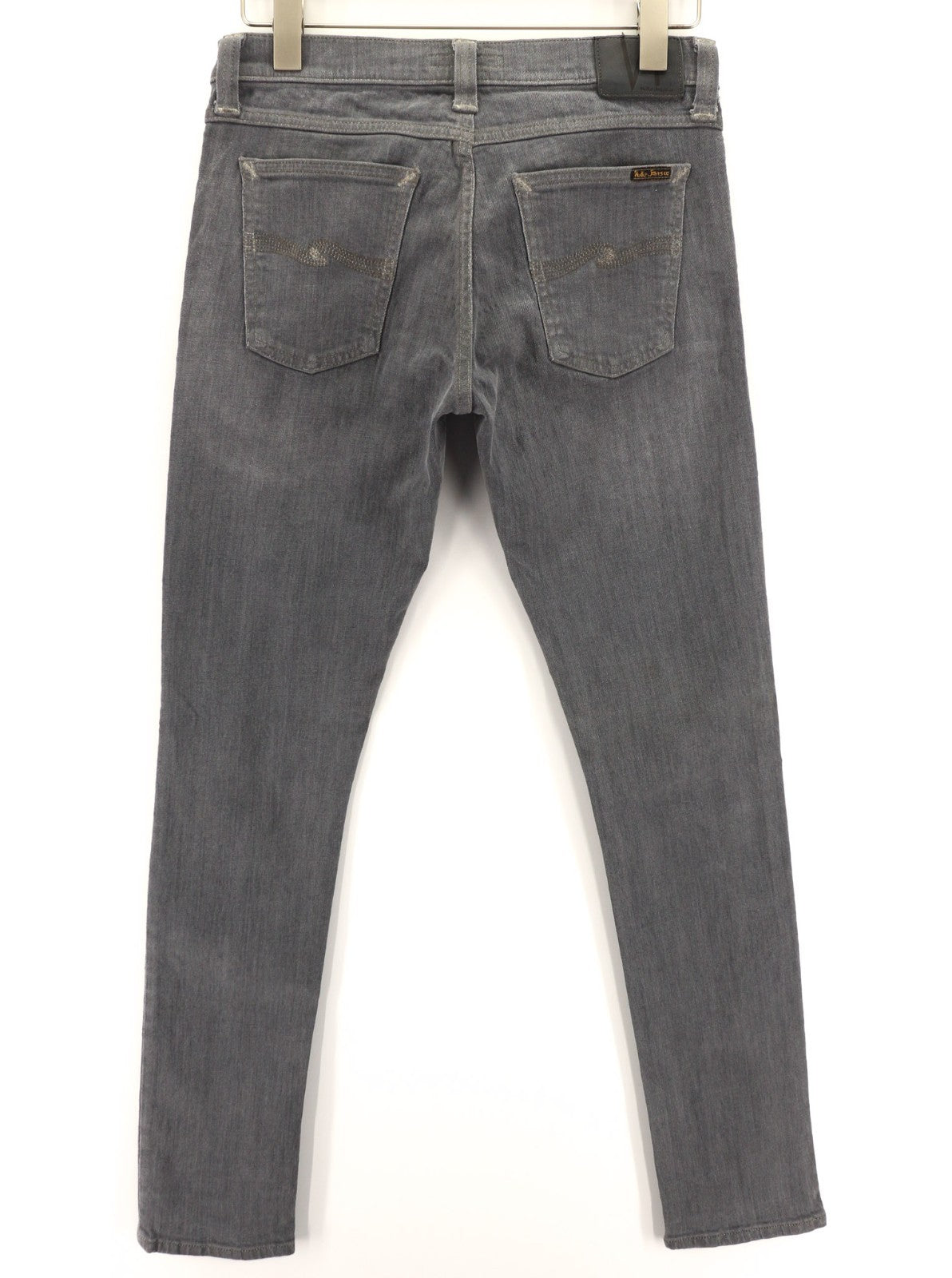 NUDIE JEANS vyriški aptempti ilgi John džinsai W30/L34 organinės anglies spalvos ploni užtrauktuku džinsai 