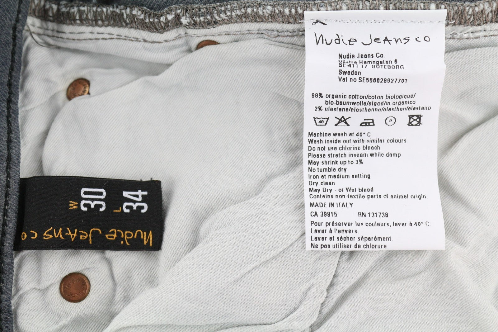 NUDIE JEANS vyriški aptempti ilgi John džinsai W30/L34 tamsiai pilki, ploni, organinio kirpimo, užtrauktuku 