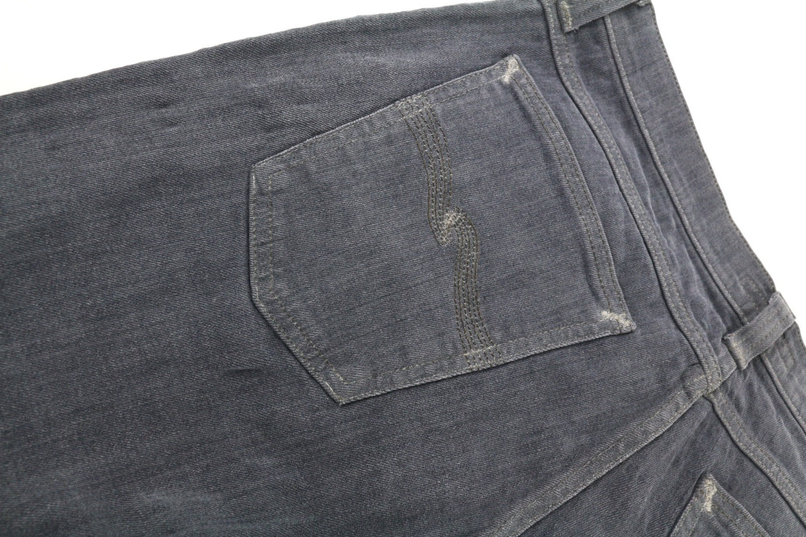 NUDIE JEANS vyriški aptempti ilgi John džinsai W32/L34 tamsiai pilki, ploni, ekologiški džinsai 
