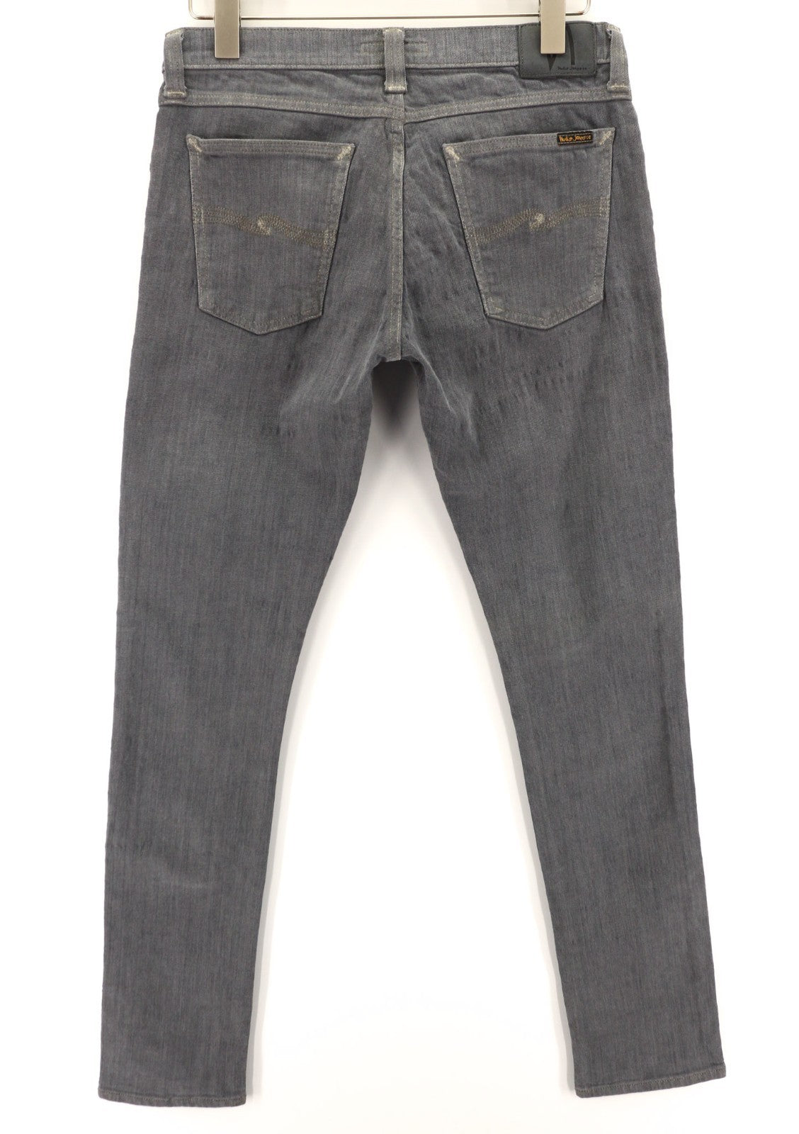 NUDIE JEANS vyriški aptempti ilgi John džinsai W31/L34 anglies spalvos, ekologiško užtrauktuko, plono kirpimo 