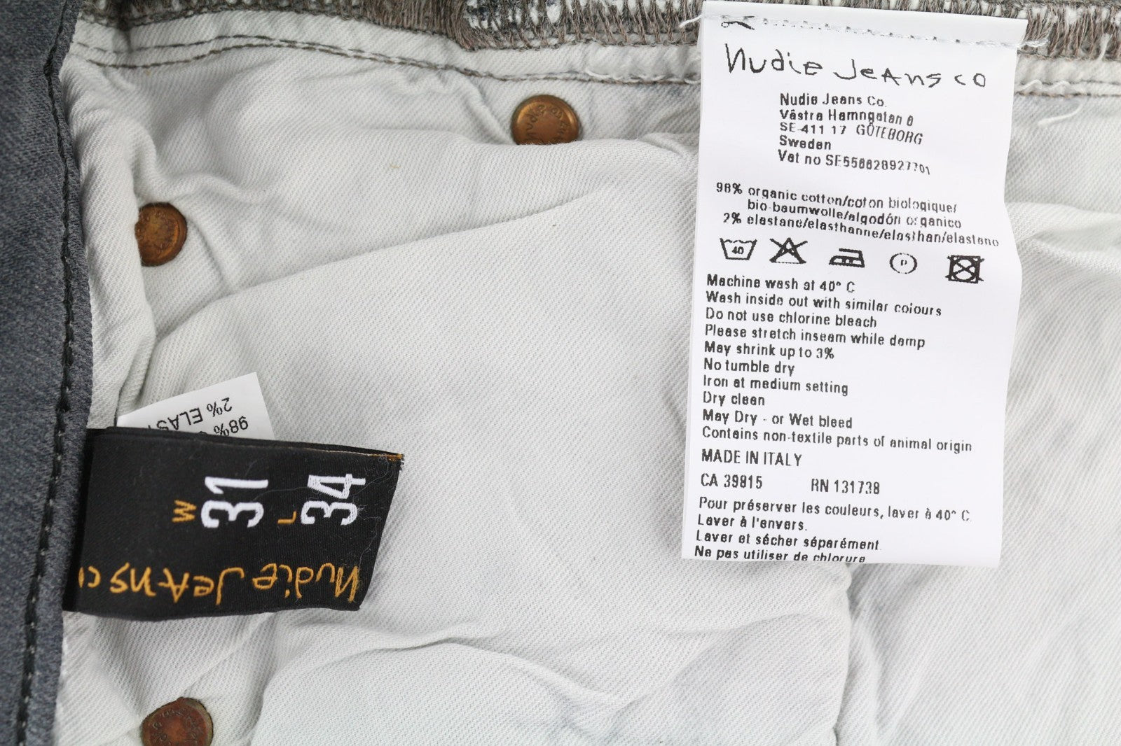 NUDIE JEANS vyriški aptempti ilgi John džinsai W31/L34 tamsiai pilki, ploni klešnių kirpimo džinsai su užtrauktuku 