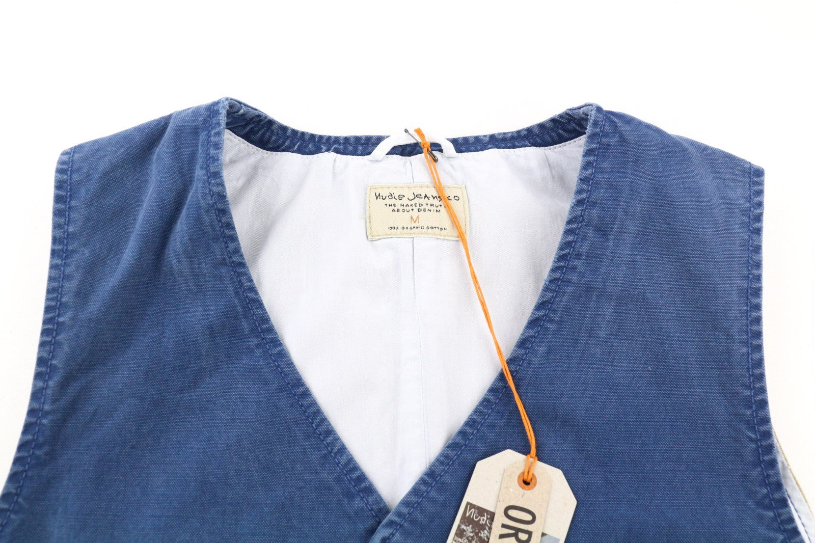 NUDIE JEANS Gustav vyriška liemenė M Oden mėlyna ekologiško pamušalo sagomis užsegamos kišenės 