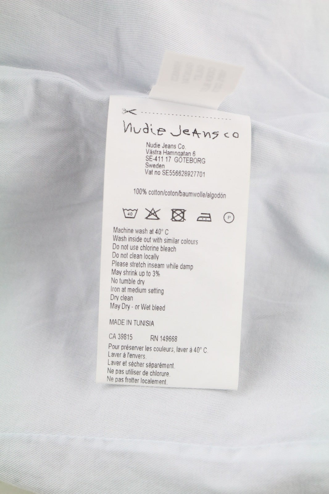 NUDIE JEANS Gustav vyriška liemenė M Oden mėlyna ekologiško pamušalo sagomis užsegamos kišenės 