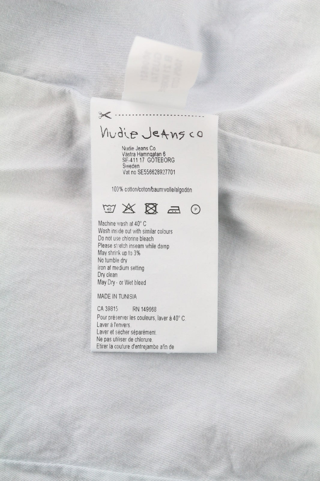 NUDIE JEANS Gustav vyriška liemenė M Worker dryžuota mėlyna džinsinio audinio pamušalu su logotipu 