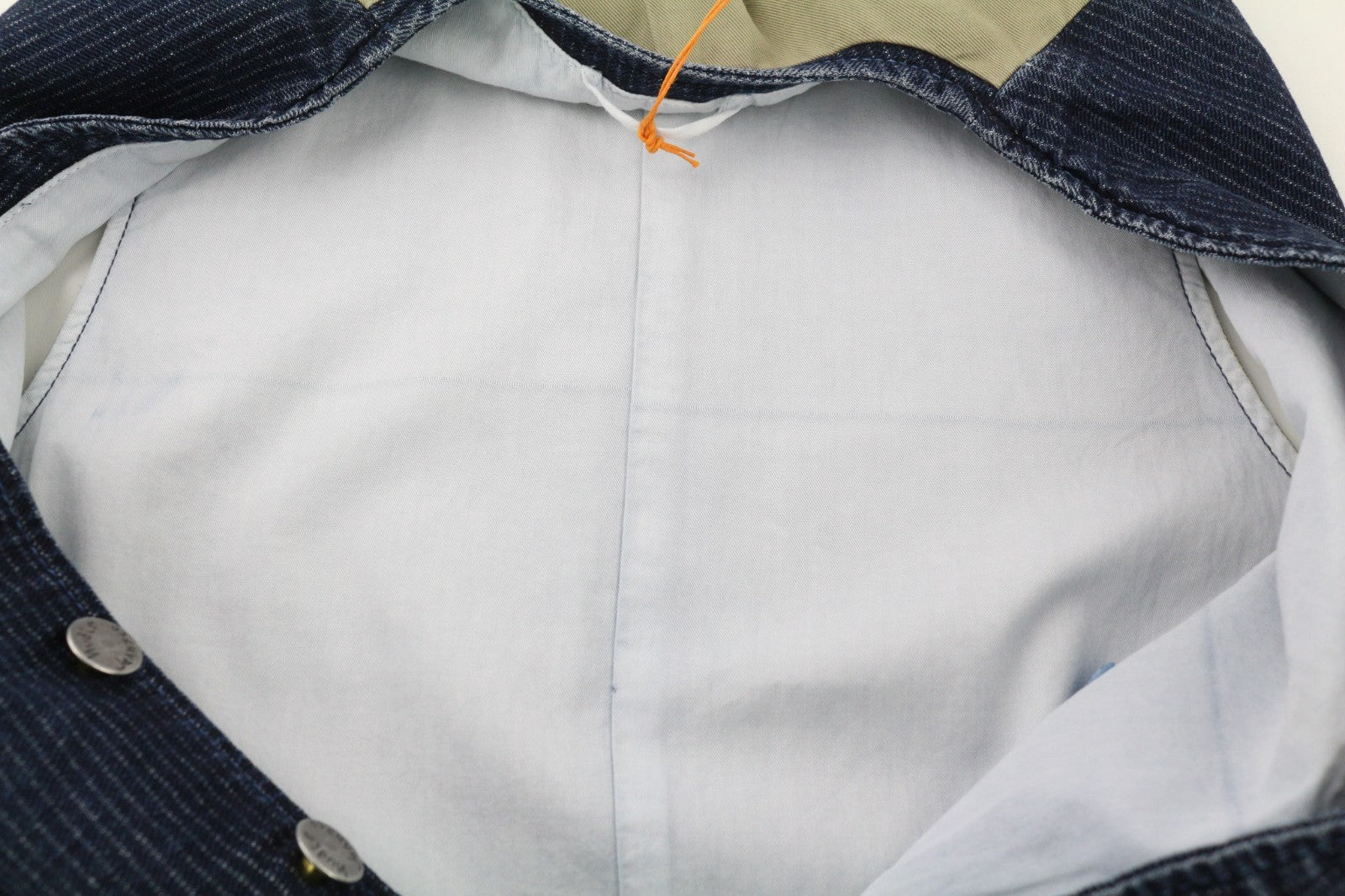 NUDIE JEANS Gustav Men's Vest M Worker Stripe Dark Blue Lined Button Logo