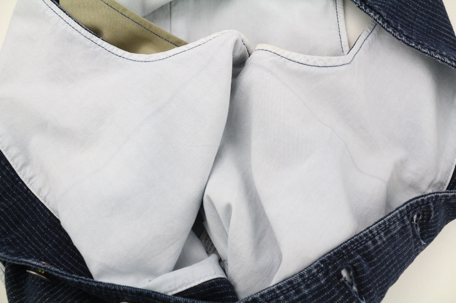 NUDIE JEANS Gustav Men's Vest M Worker Stripe Dark Blue Lined Button Logo