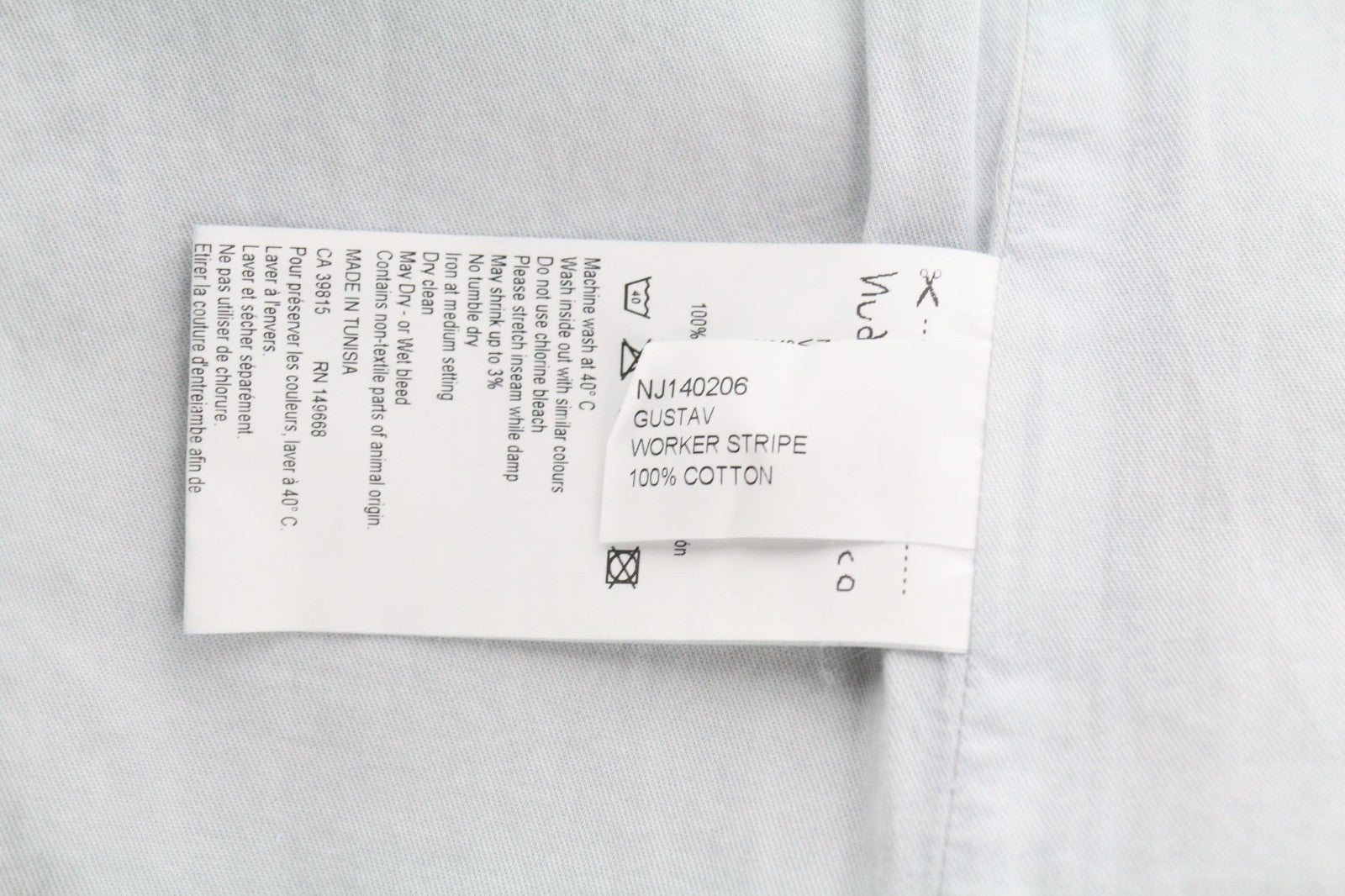 NUDIE JEANS Gustav Men's Vest M Worker Stripe Dark Blue Lined Button Logo