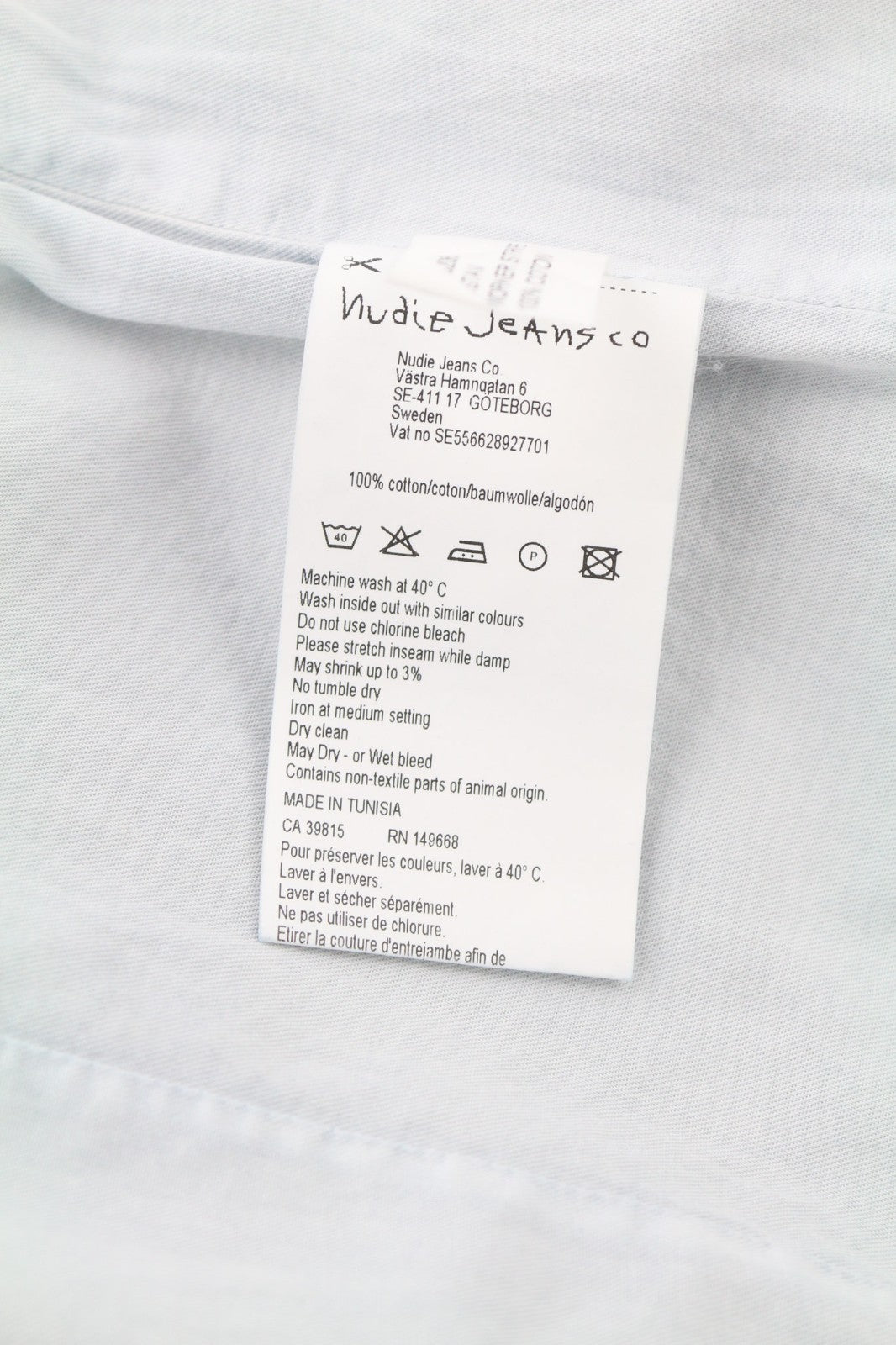 NUDIE JEANS Gustav Men's Vest M Worker Stripe Dark Blue Lined Button Logo