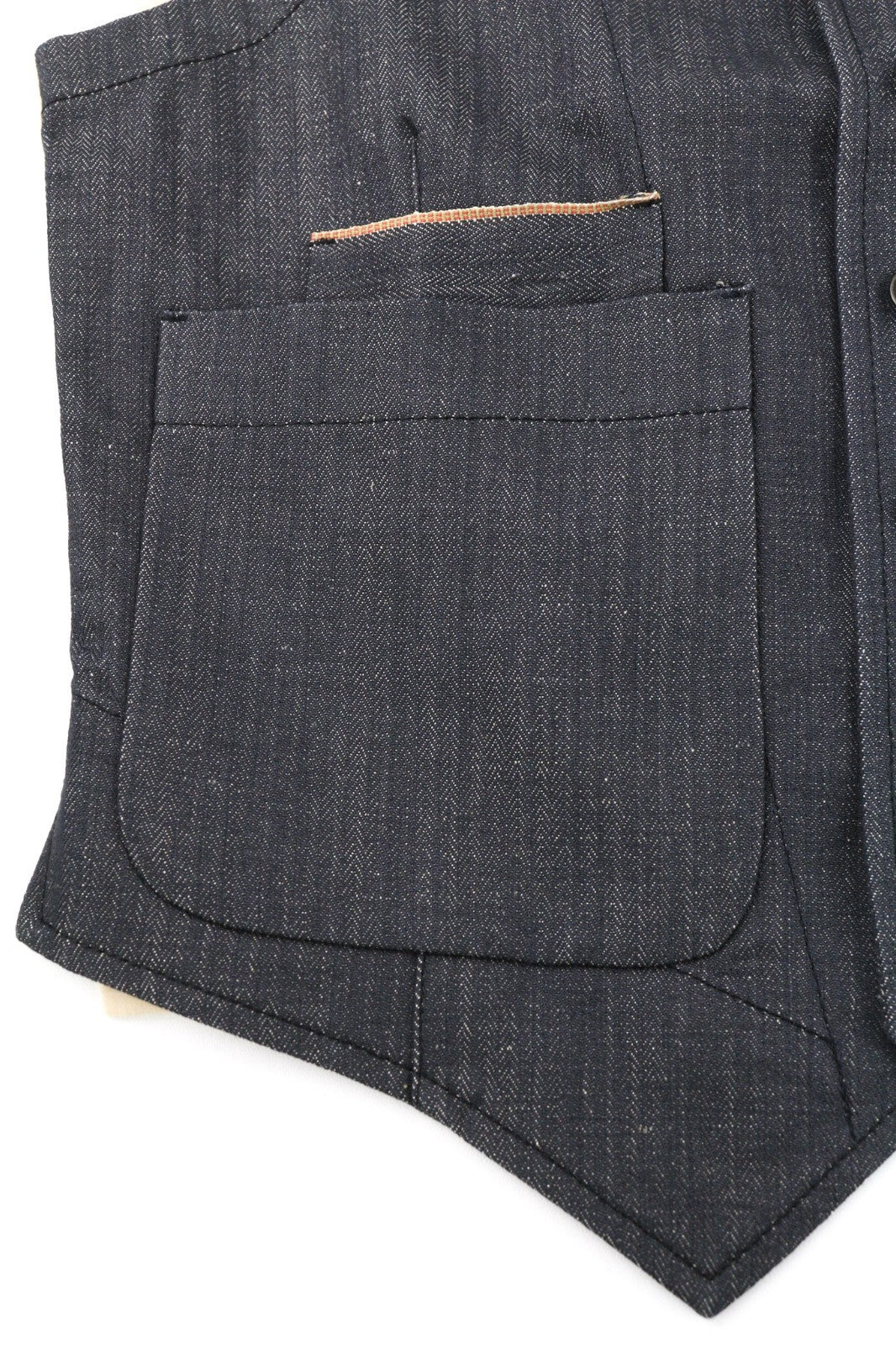 NUDIE JEANS Eino Broken Selvage Men's Vest XS Blue Button Lined Pockets