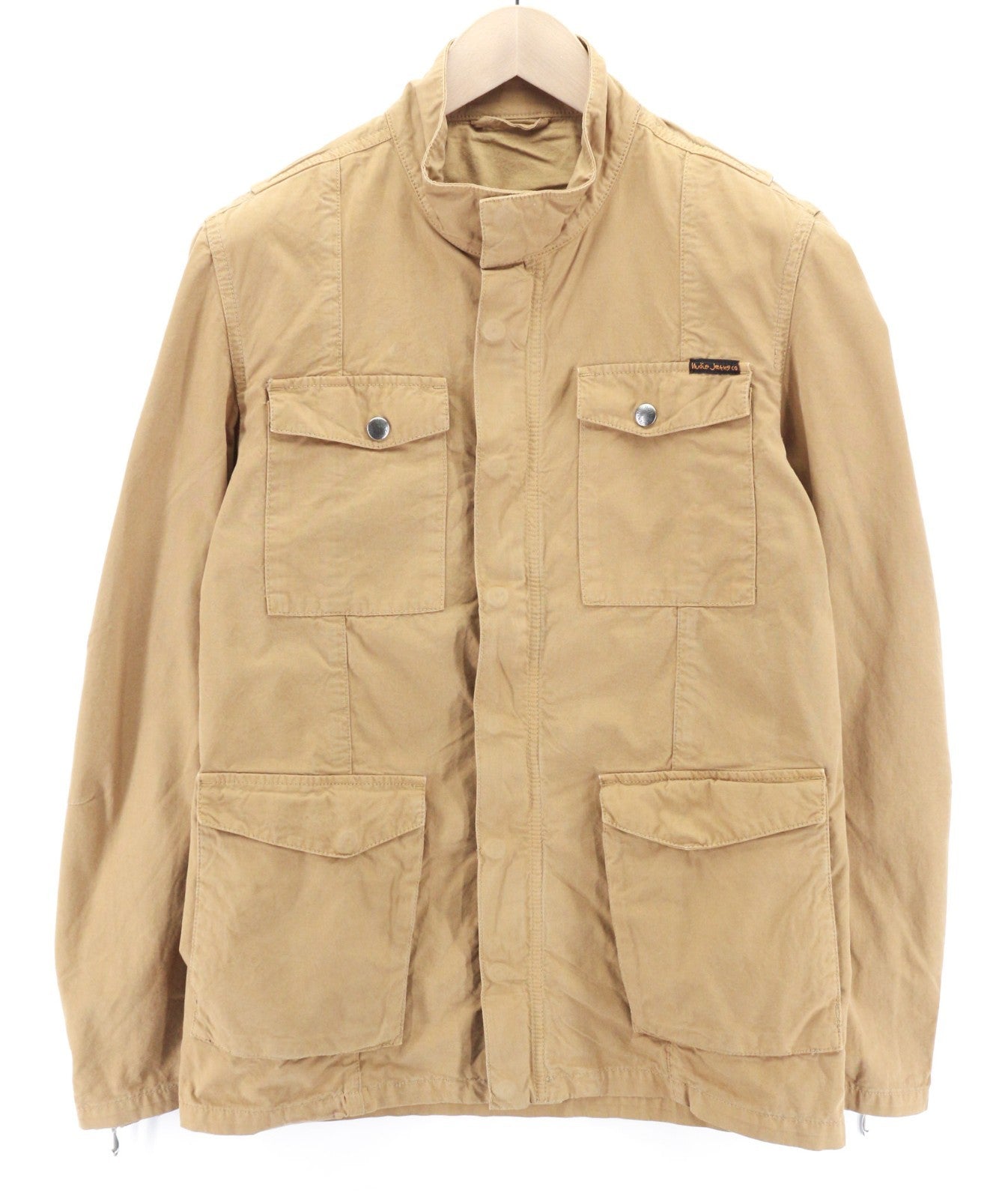 NUDIE JEANS Mick Men's Jacket S Brown Zip Patch Pockets Cuff Unlined