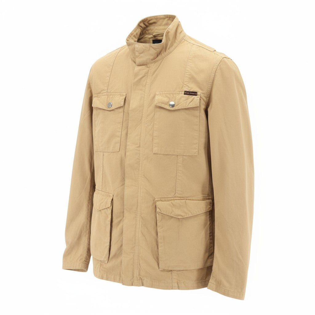 NUDIE JEANS Mick Men's Jacket M Brown Patch Pockets Unlined Zip Cuff