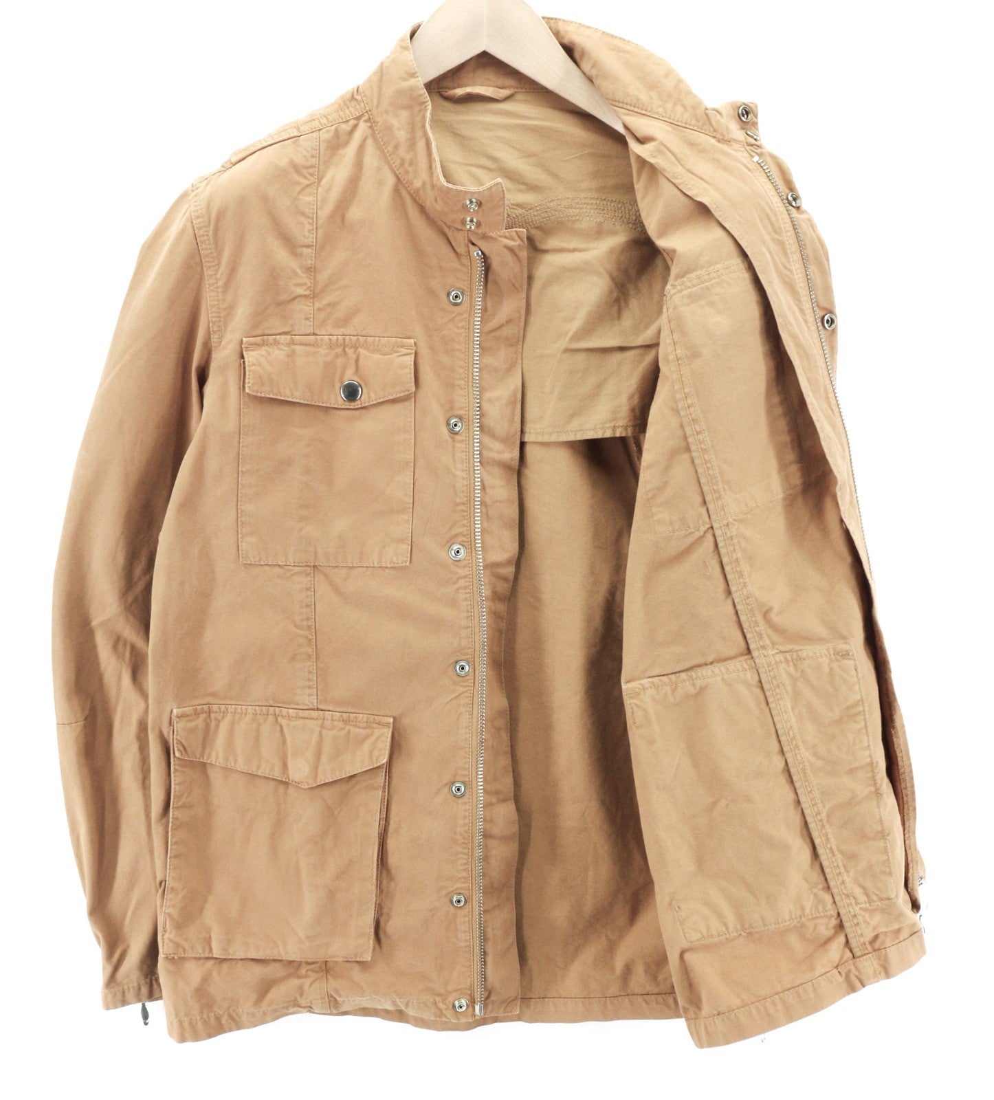 NUDIE JEANS Mick vyriška striukė M ruda su užtiestomis kišenėmis, be pamušalo, su užtrauktuku rankogaliais 