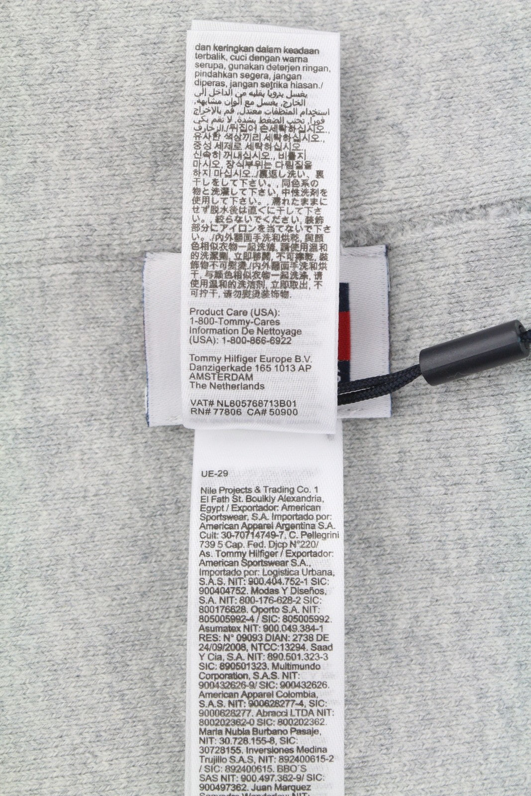 TOMMY HILFIGER Linear Logo Beanie Men Hat OS Grey Melange Tight-Knit Stretch 