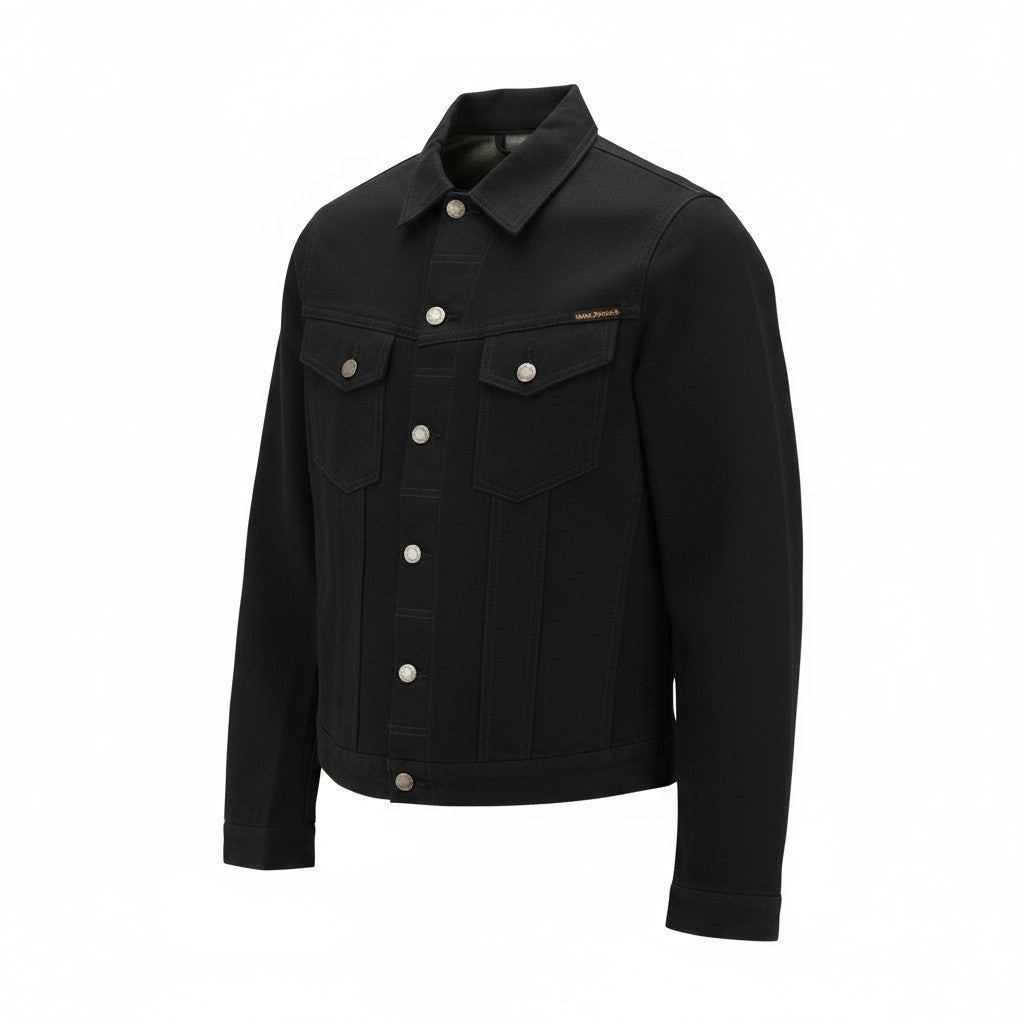 NUDIE JEANS Billy Men's Jacket S Dry Black Denim Organic Cotton Buttoned