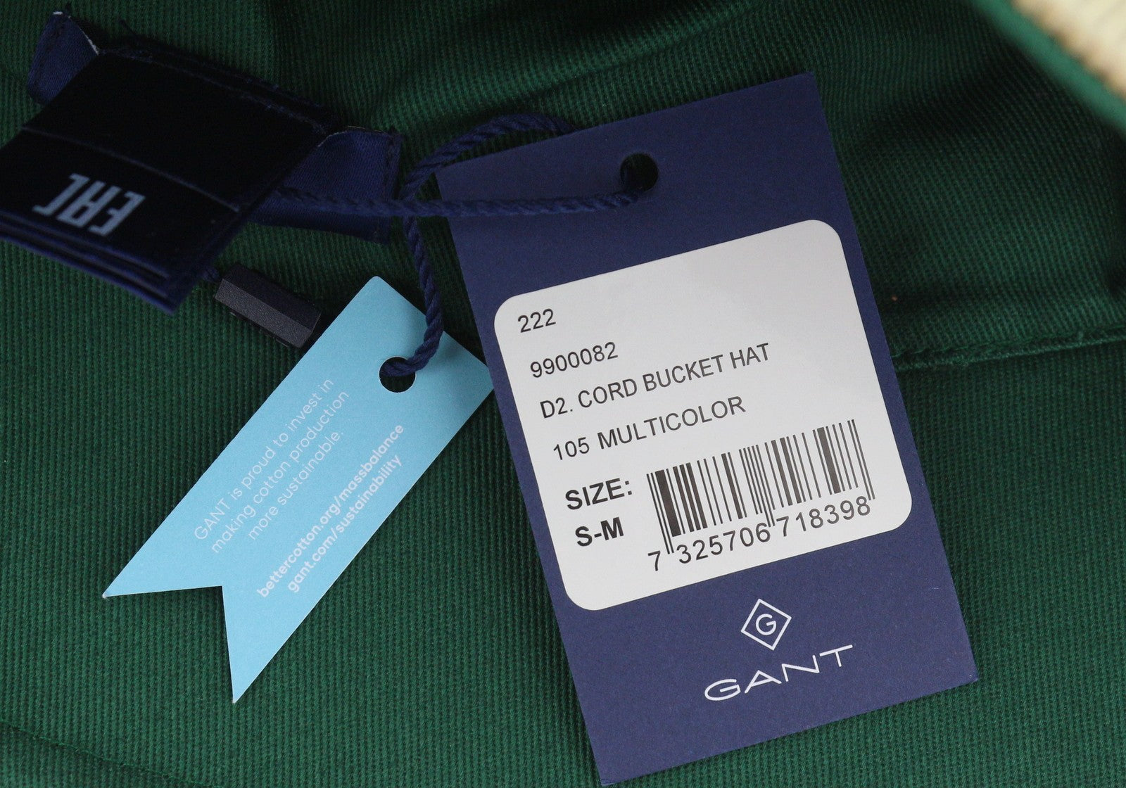 GANT Cord Bucket Men Hat S/M Multicolor Cotton Front Logo Lined