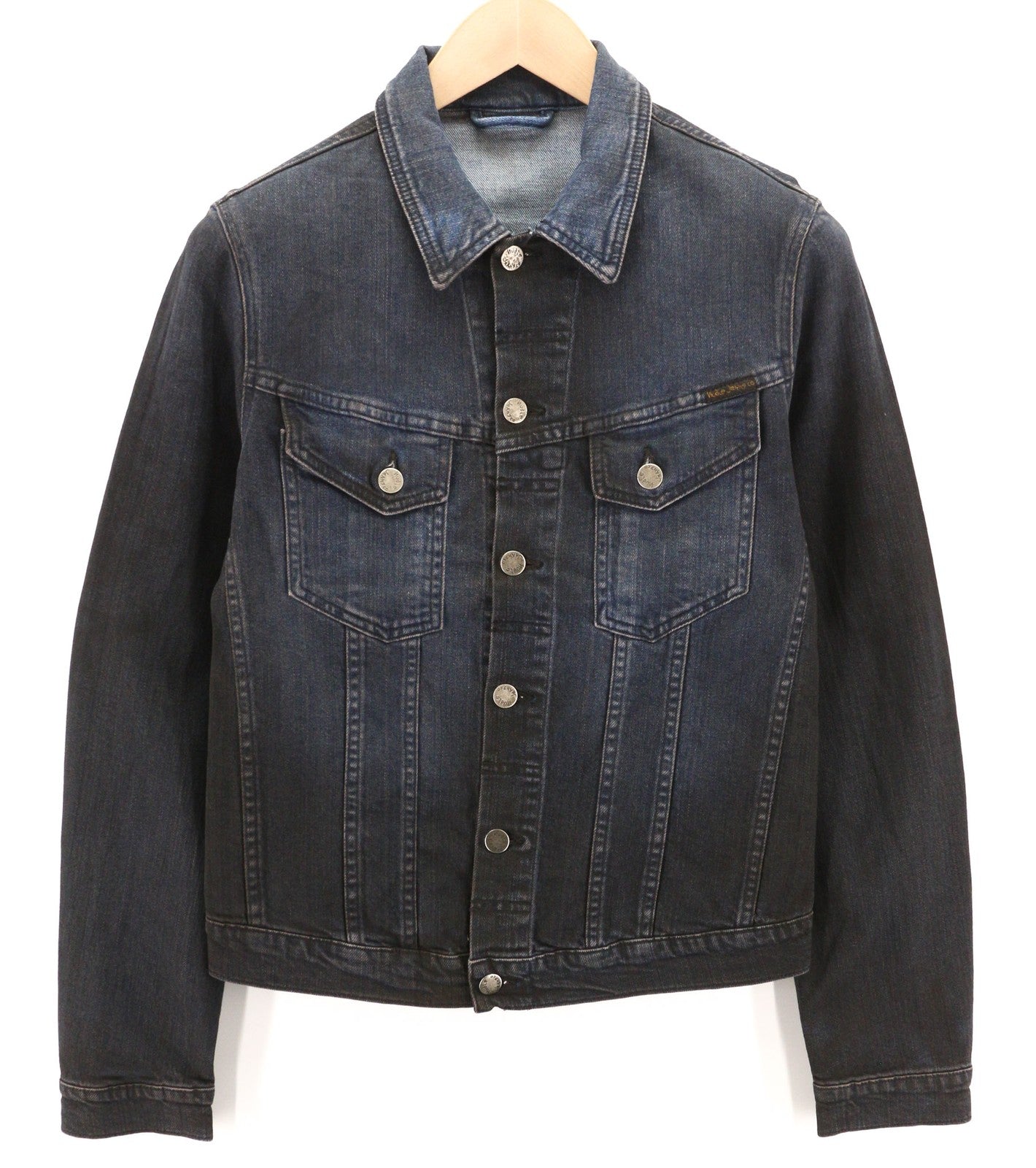 NUDIE JEANS Perry Men's Jacket S Denim Organic Black Blue Button Washed