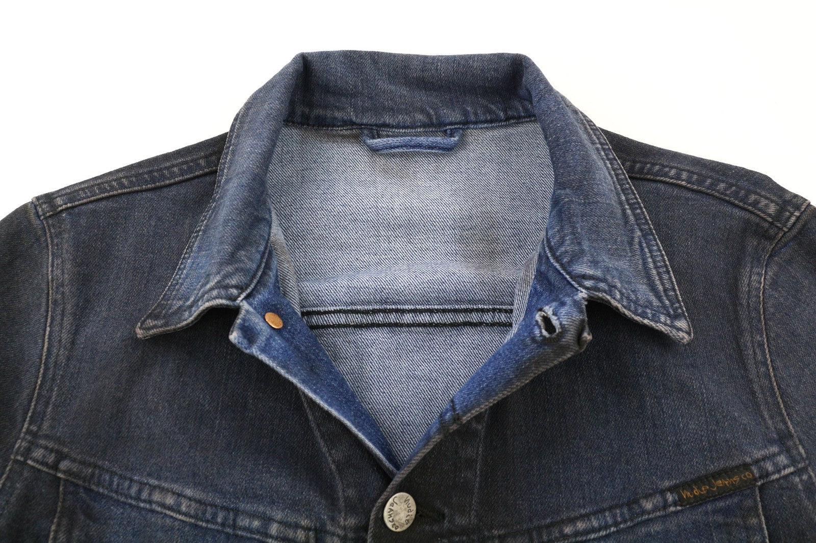 NUDIE JEANS Perry Men's Jacket S Denim Organic Black Blue Button Washed